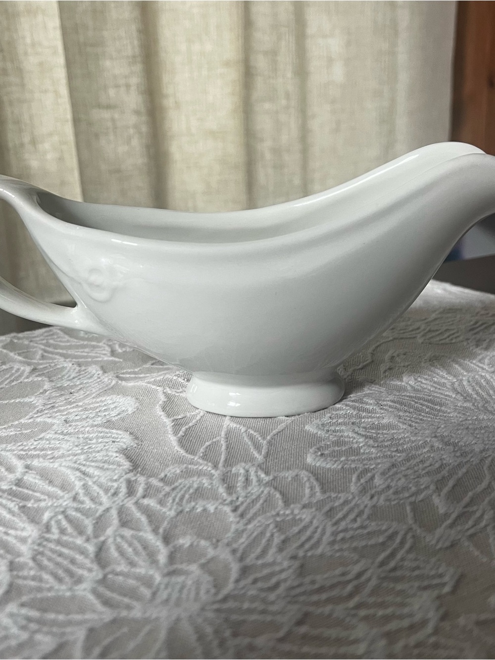 Vintage White Sterling China Gravy Boat